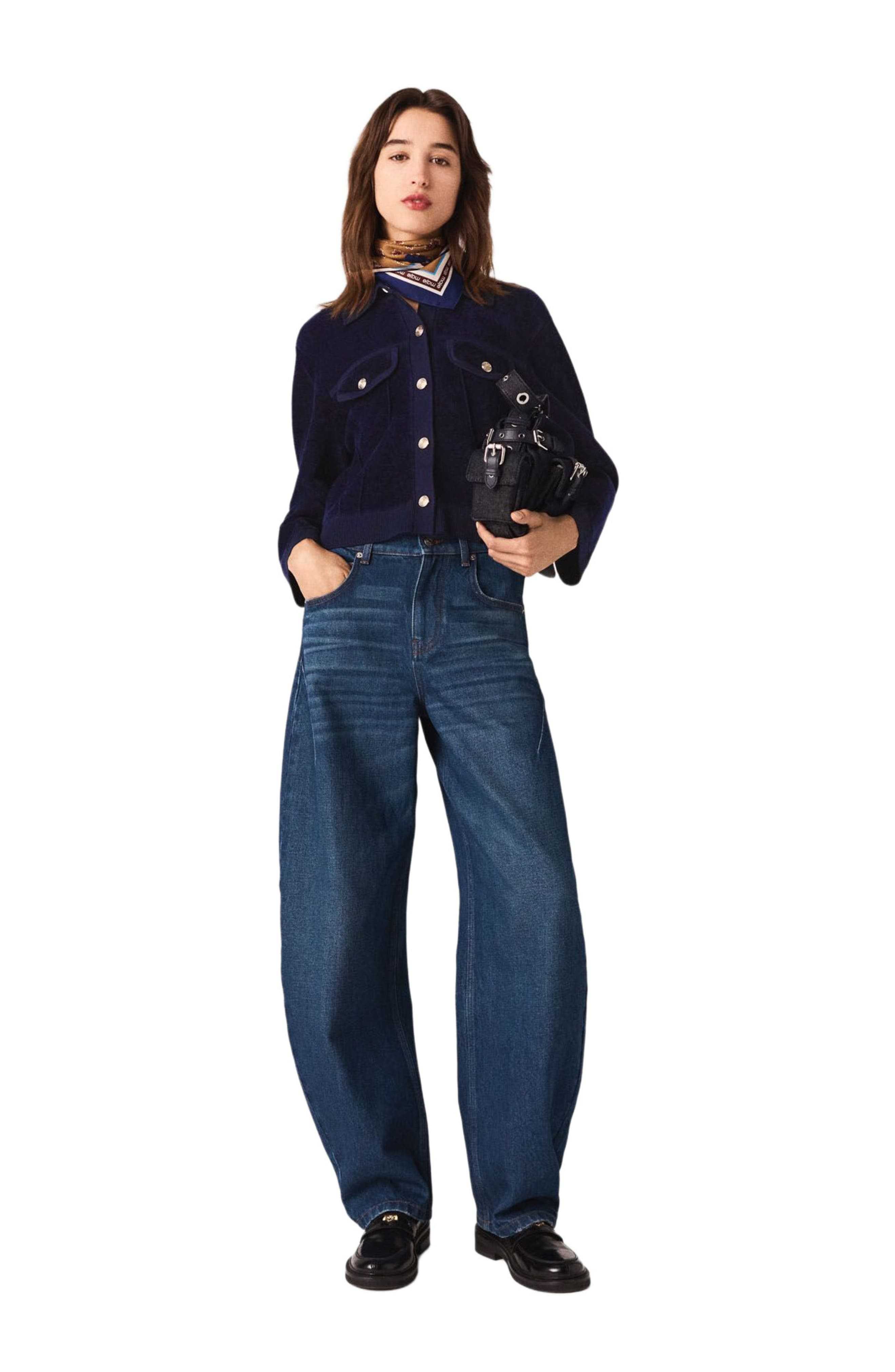 maje Cropped velvet jacket in Navy at Nordstrom - 3