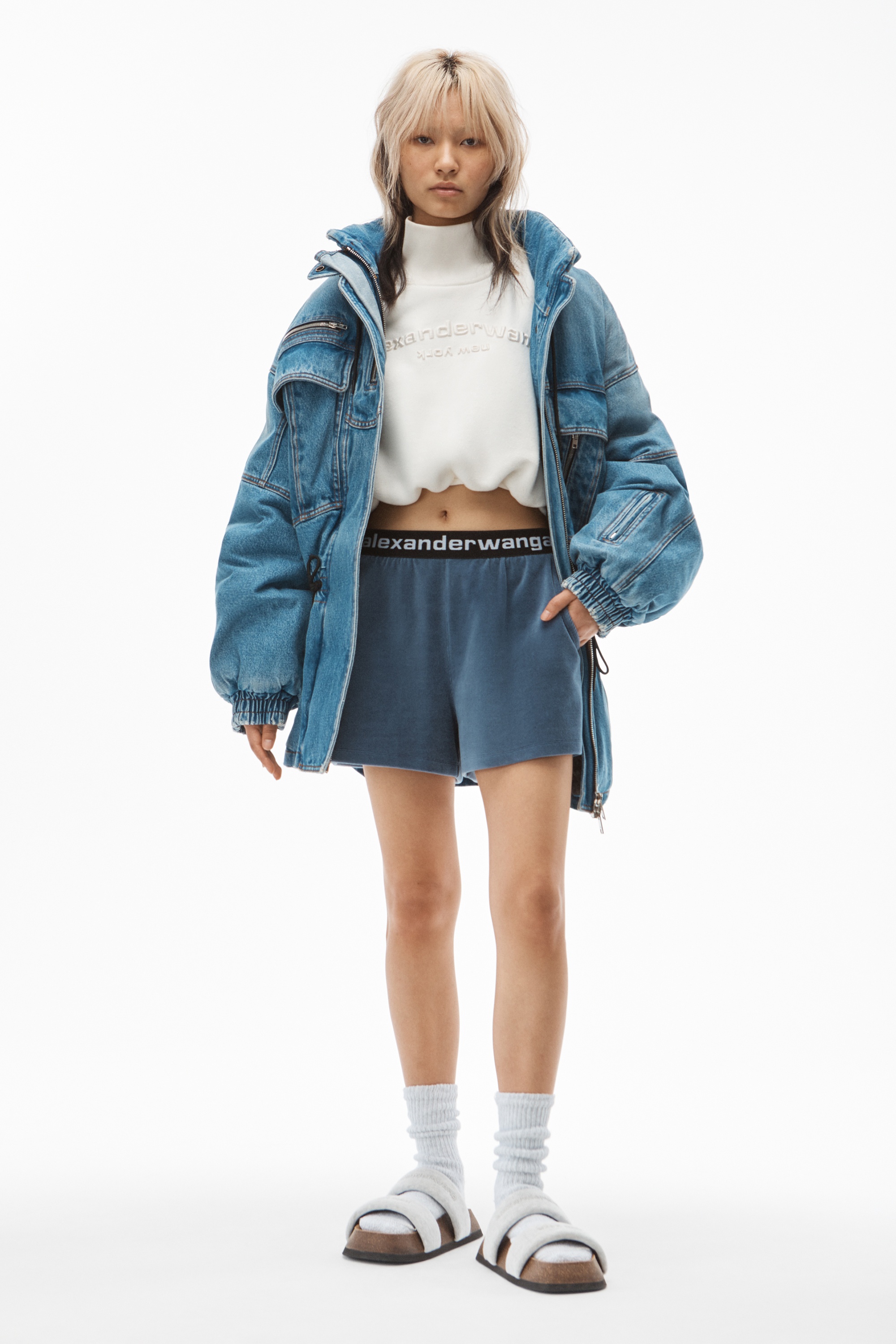 logo elastic short in stretch corduroy - 2