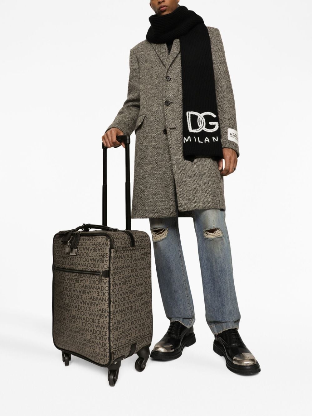 logo jacquard zipped luggage - 2