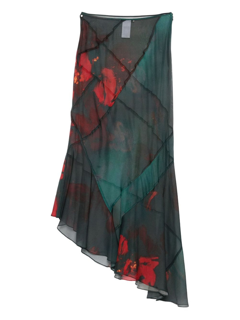 PETER DO floral-print asymmetric maxi skirt outlook