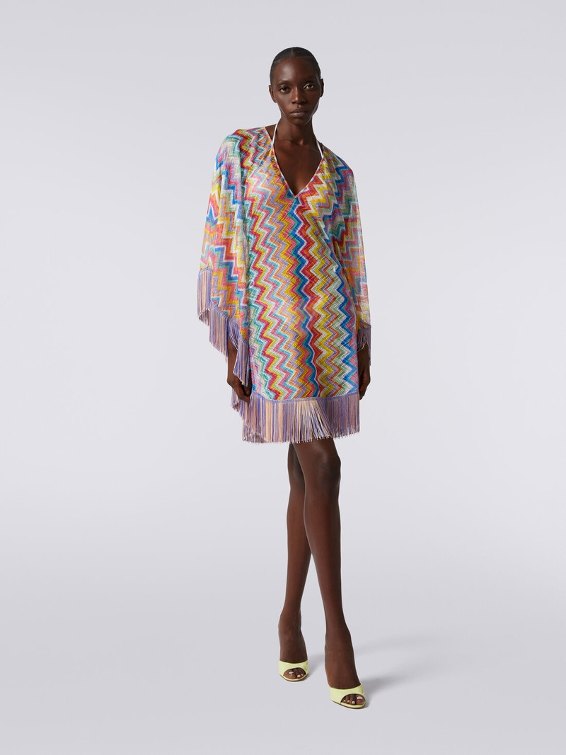 Missoni Short cover-up kaftan with zigzag print and fringes outlook