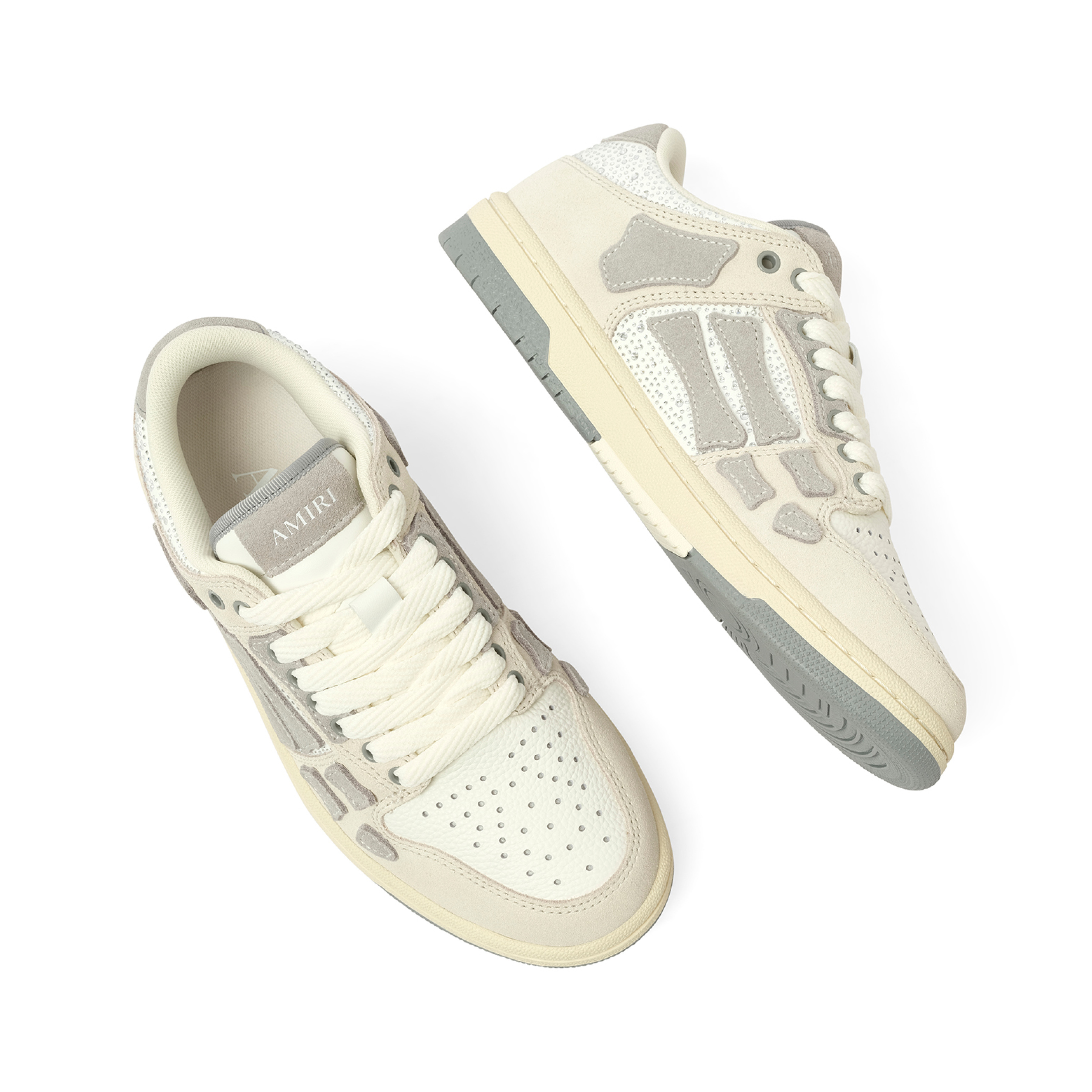 Crystal Suede Skeleton Top Low Sneaker in Birch - 4