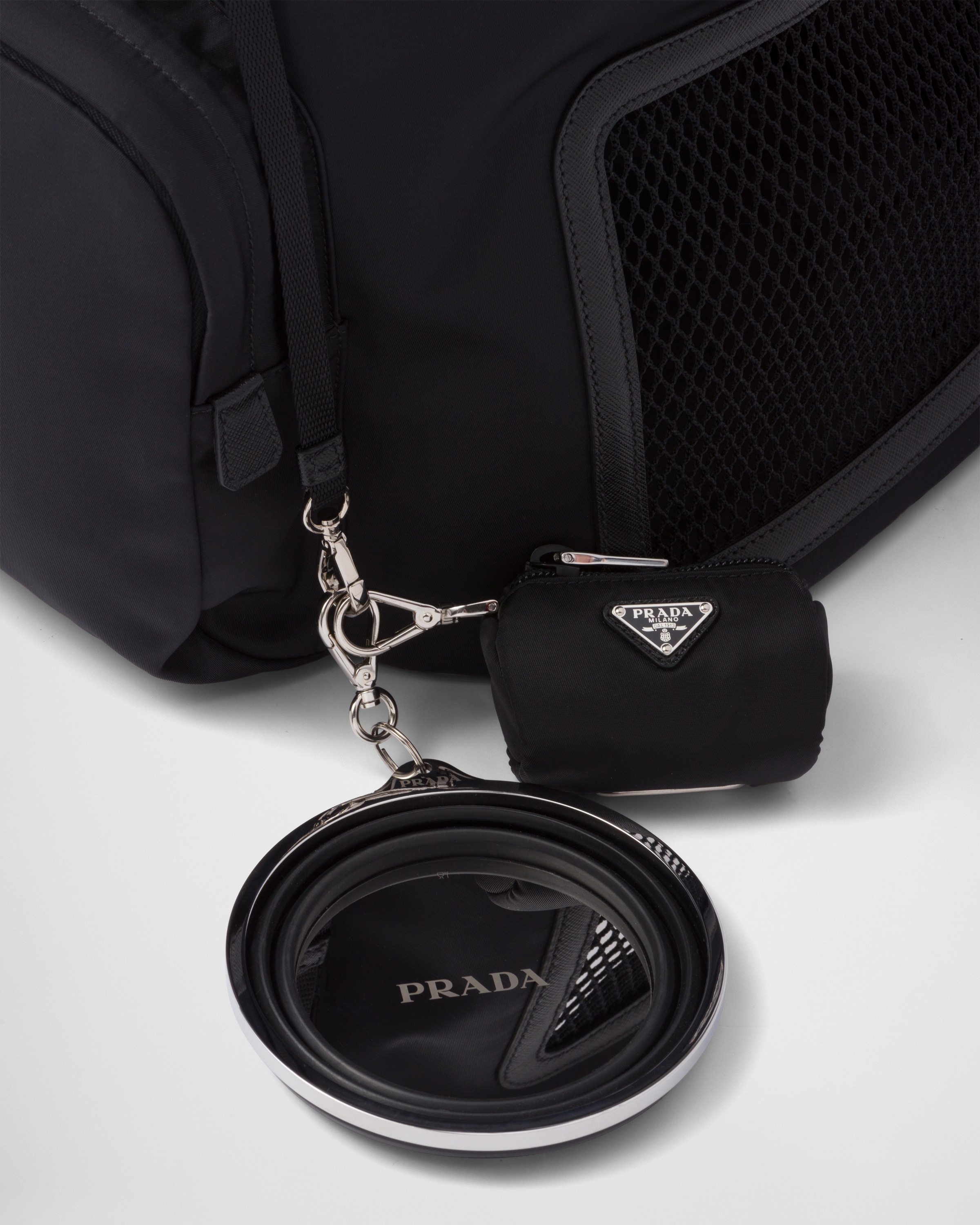 Nylon Waste Bag Holder in Black - Prada