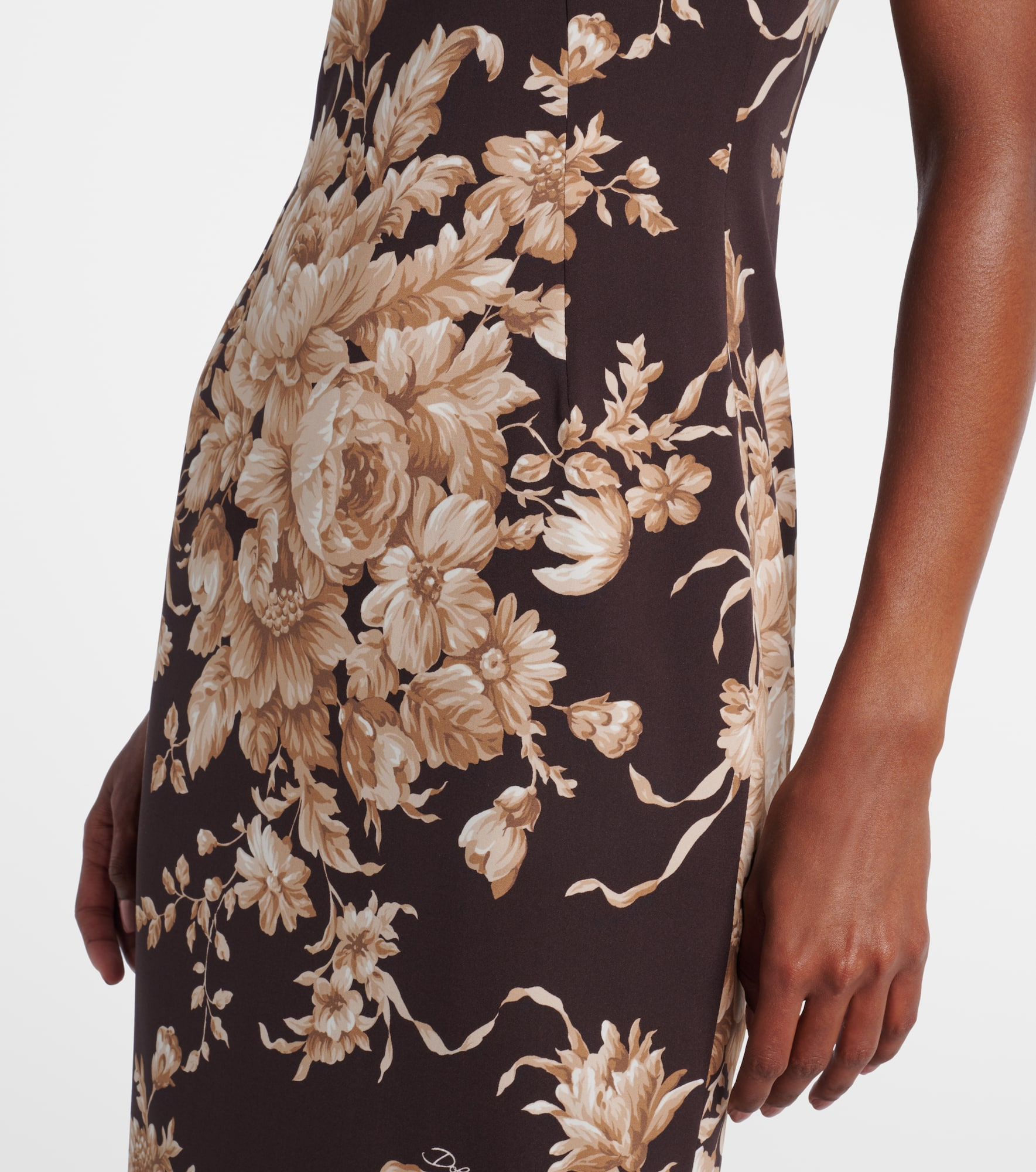 Floral silk-blend charmeuse midi dress - 5