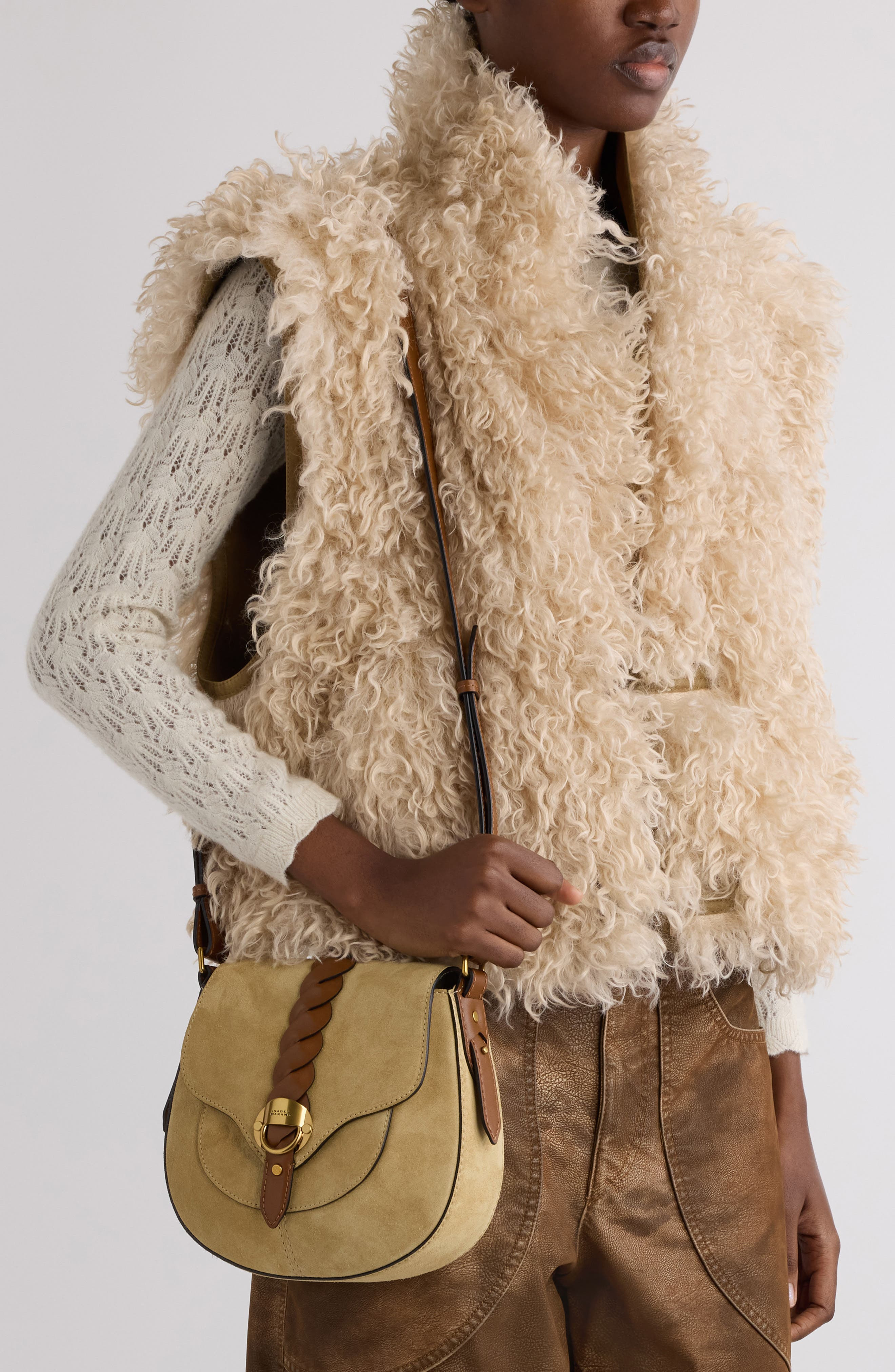 Isabel Marant Small Altay Suede Shoulder Bag in Beige at Nordstrom - 3
