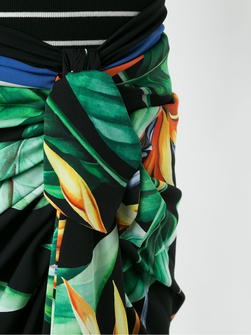 leaf-print draped skirt - 5