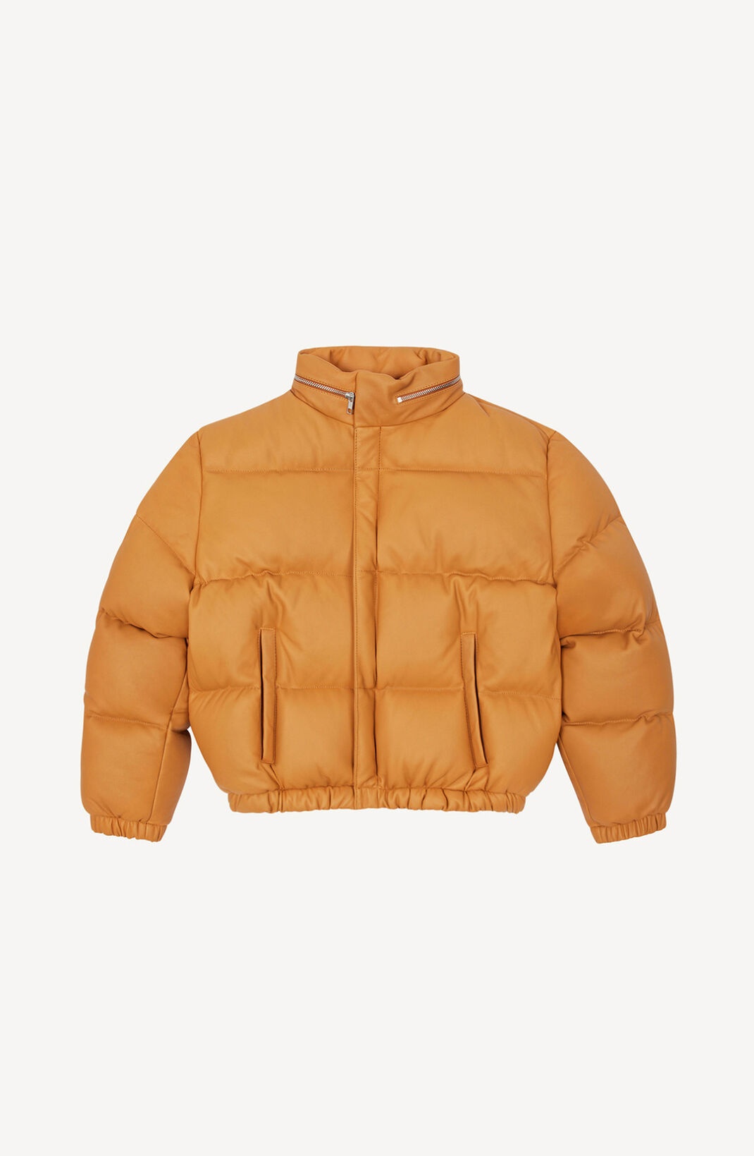 Boxy leather puffer jacket - 1