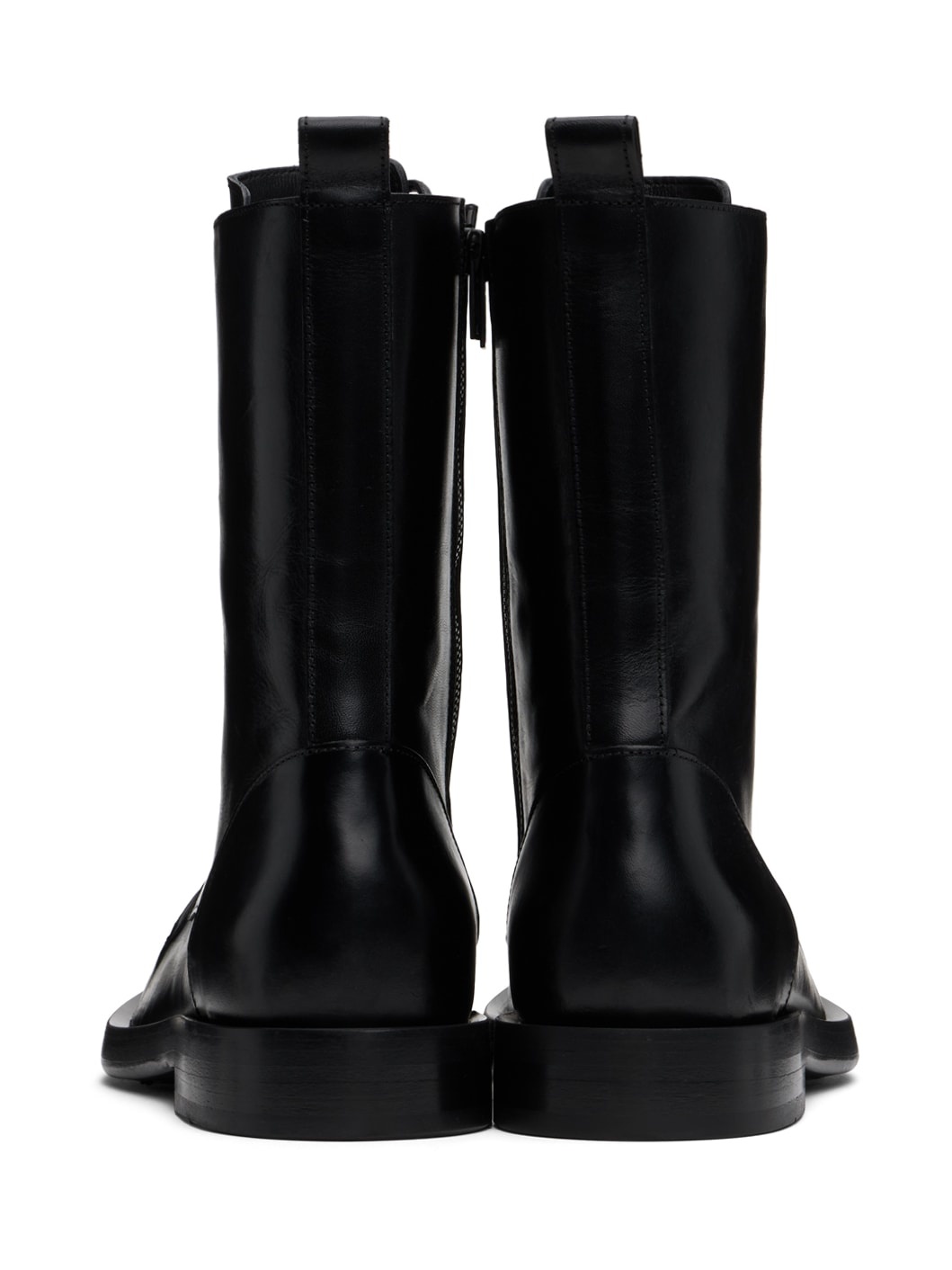 Black Gillian Pintuck Combat Boots - 2