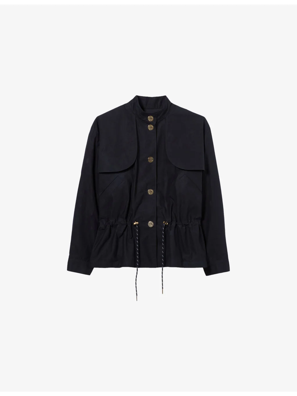 High-Neck Waxed Gabardine Jacket - 1