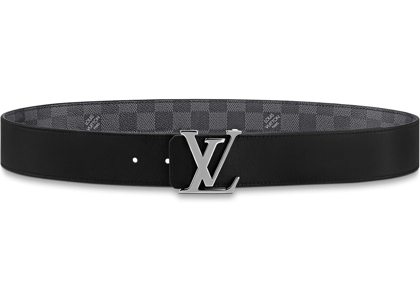 Louis Vuitton LV Initiales Silver Buckle Reversible Belt Damier Graphite 40mm Black Lining - 2