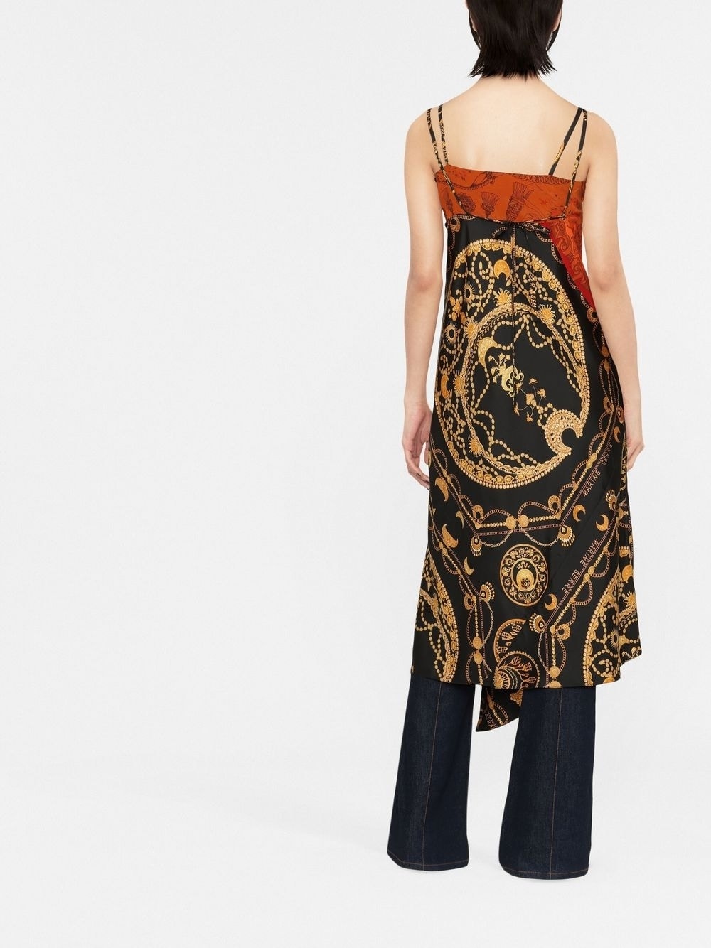 graphic-print silk slip dress - 4
