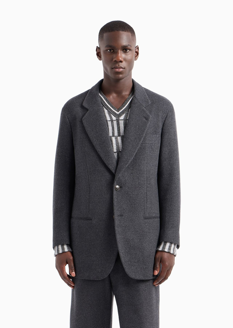 Single-breasted Heritage Line jacket in pure wool fleece 2