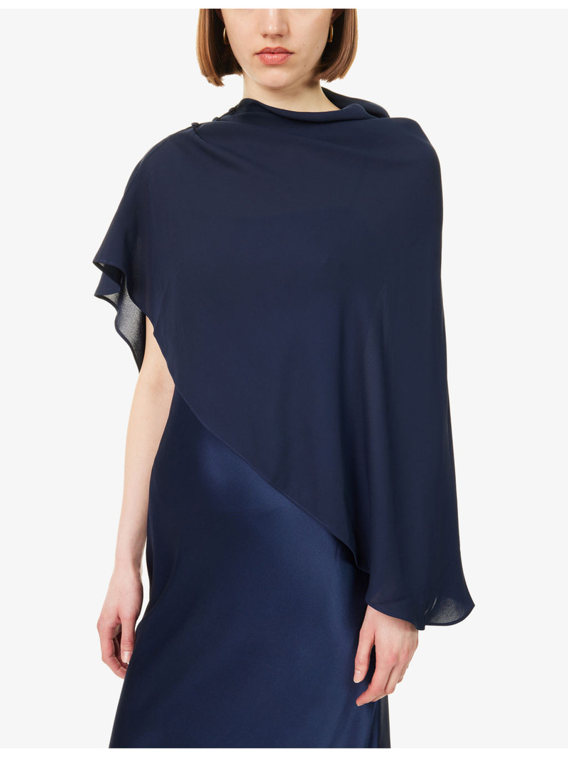 Lilibeth Sheer-Cape Silk Midi Dress 5