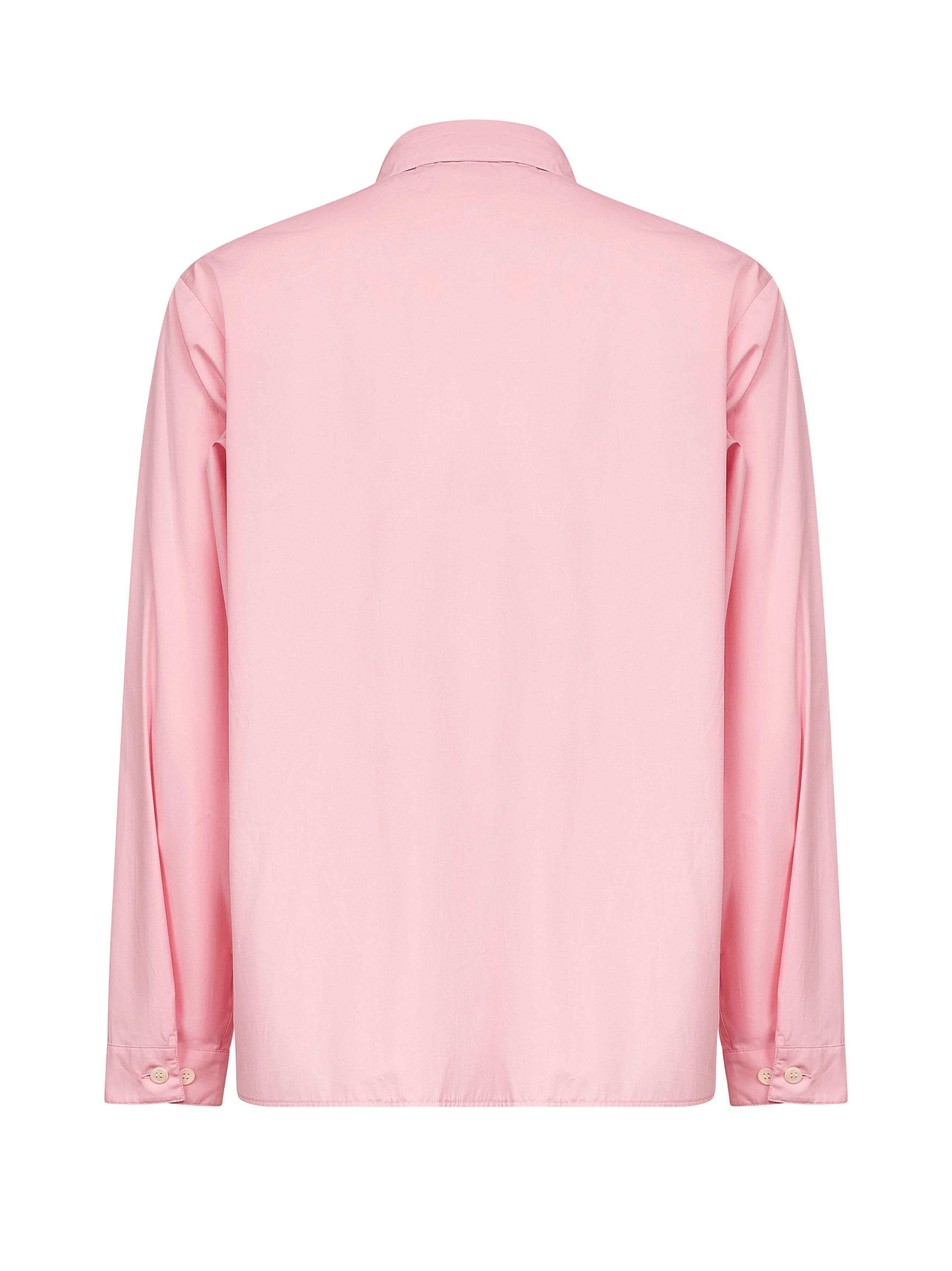 Pink organic poplin zip-up shirt - 2