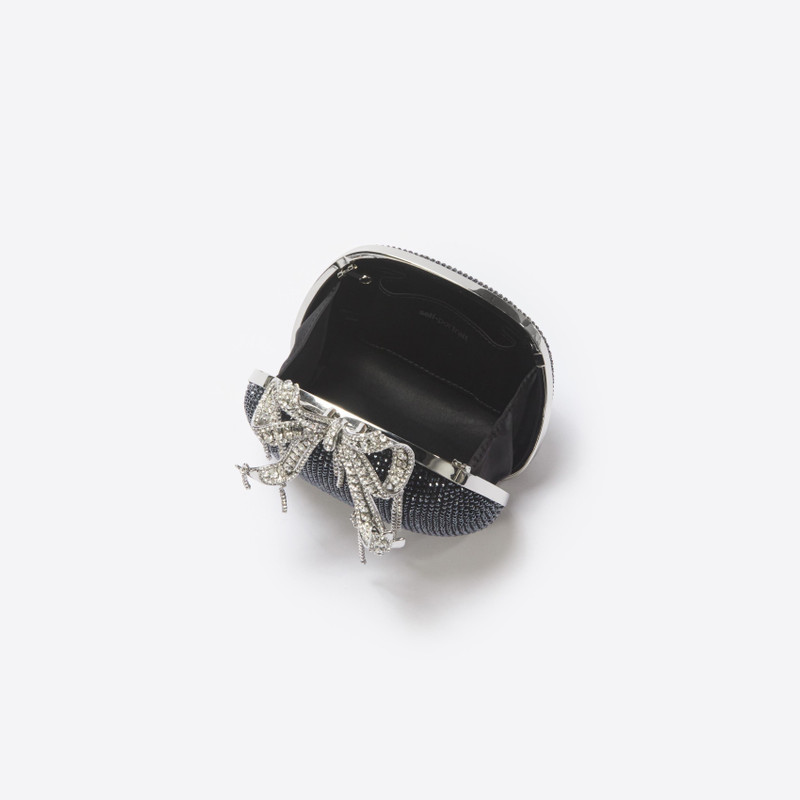 self-portrait Black Satin Rhinestone Clutch Bag outlook