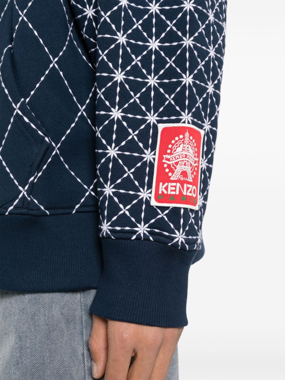Sashiko Stitch cotton hoodie - 5