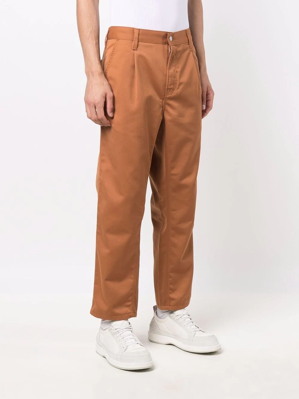 logo-patch cotton straight-leg trousers - 3