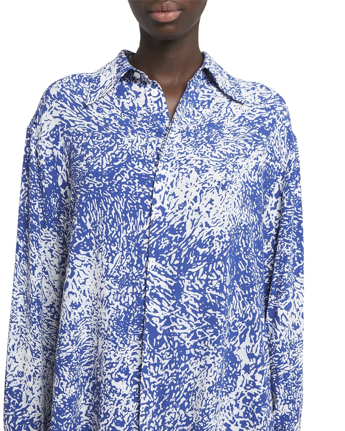 Norman Printed Viscose Crepe De Chine Collared Top - 5