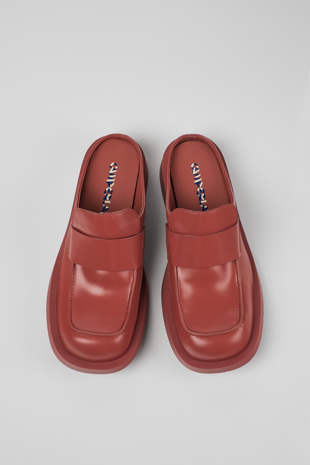 Red leather loafer slide - 4