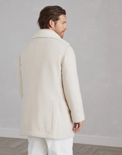 Brunello Cucinelli Lightweight water-resistant cashmere pea coat with shearling lining outlook