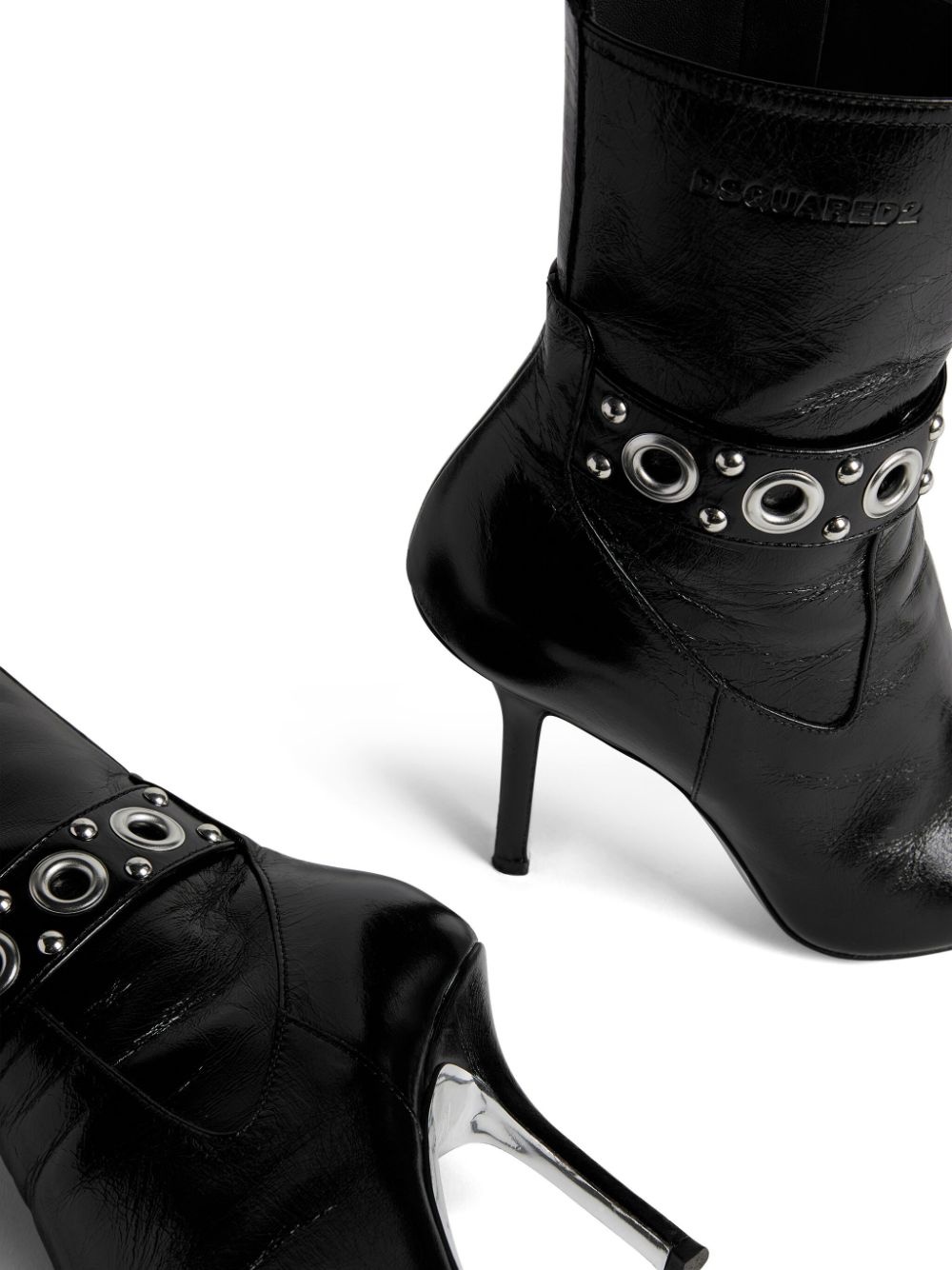 Gothic eyelet-embellished leather ankle boots - 5