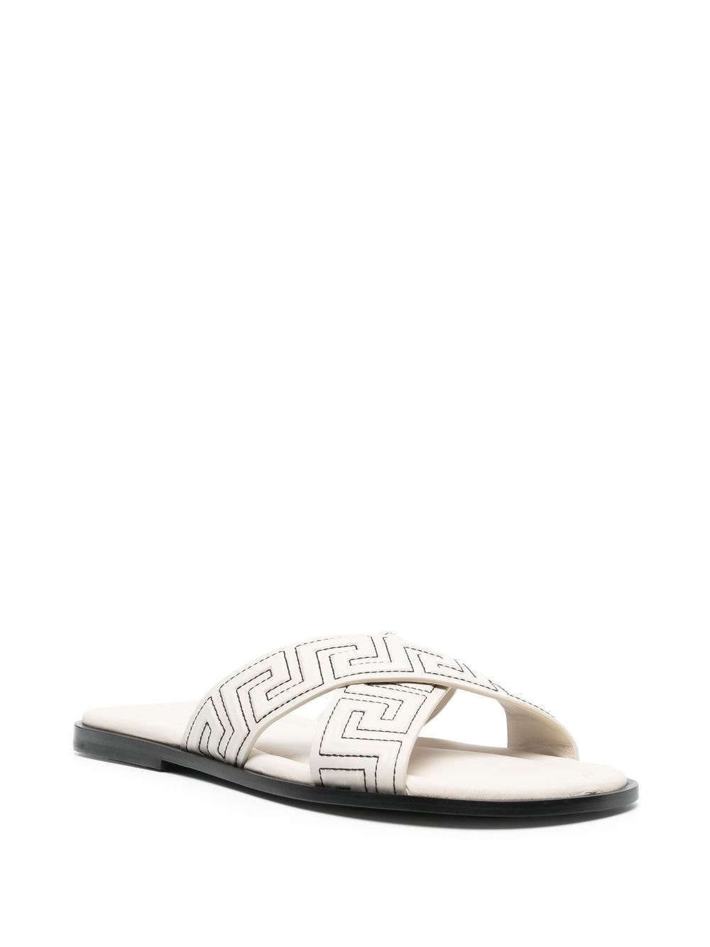 Greca-embossed crossover-strap sandals - 2