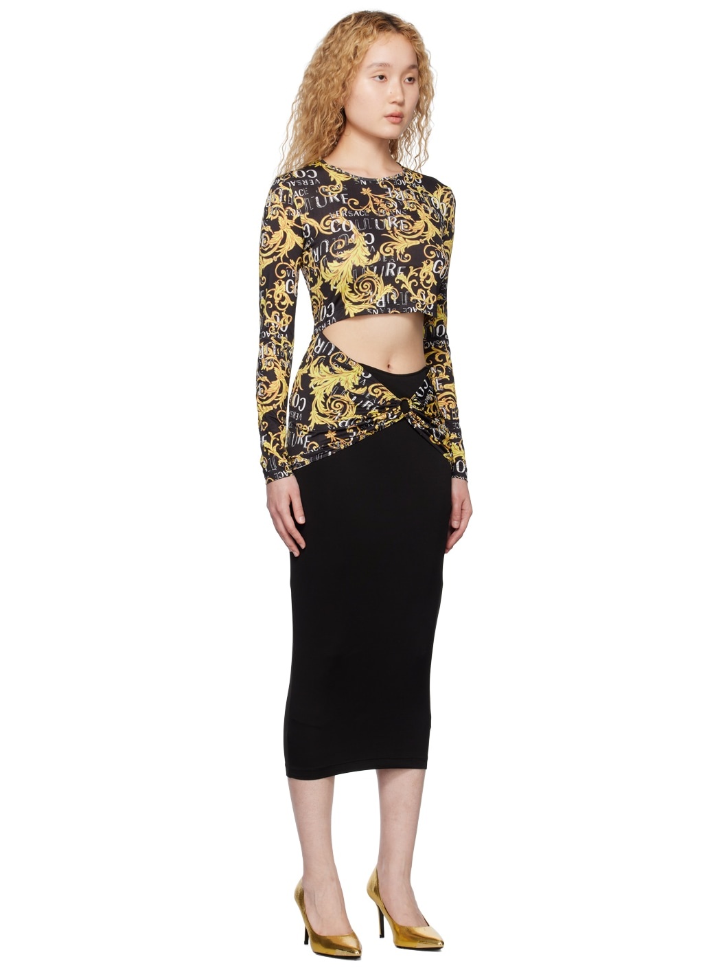 Black Printed Midi Dress - 2