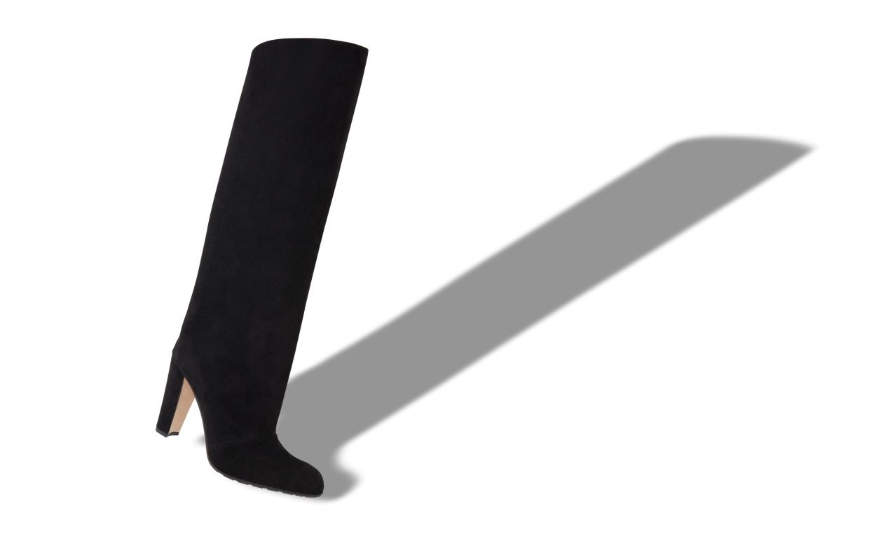 Black Suede Knee High Boots - 2