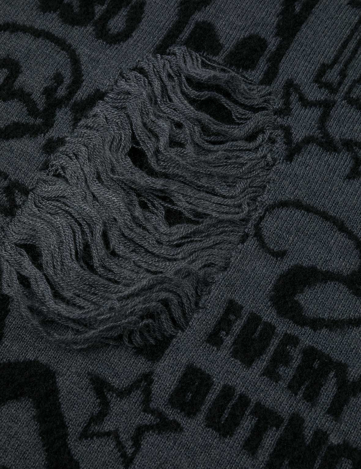 Allover EVISU Jacquard Fashion Fit Distressed Knitted Skirt - 5