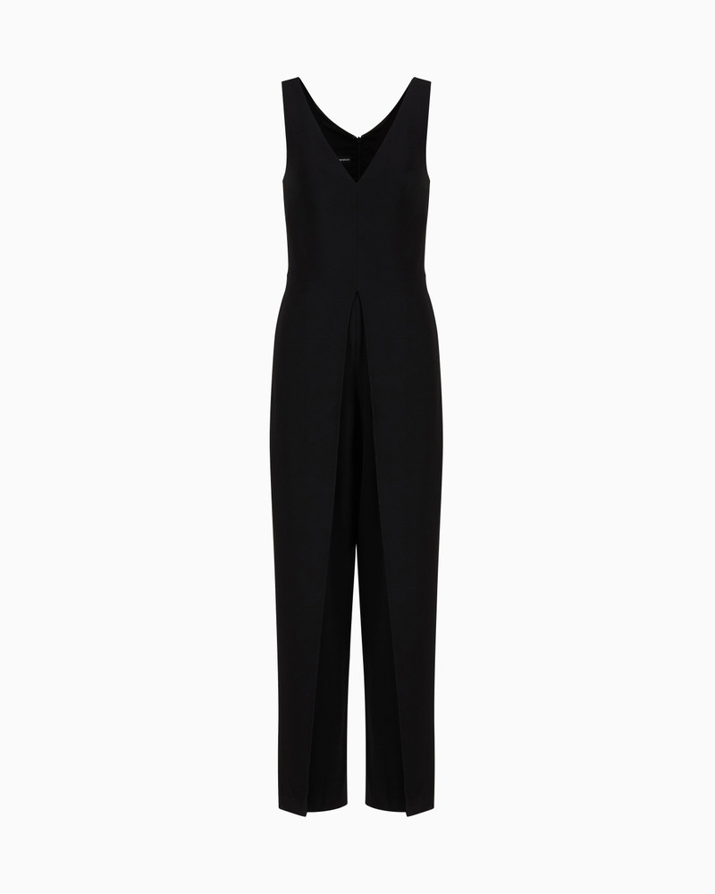 V-neck jumpsuit in technical cady 1