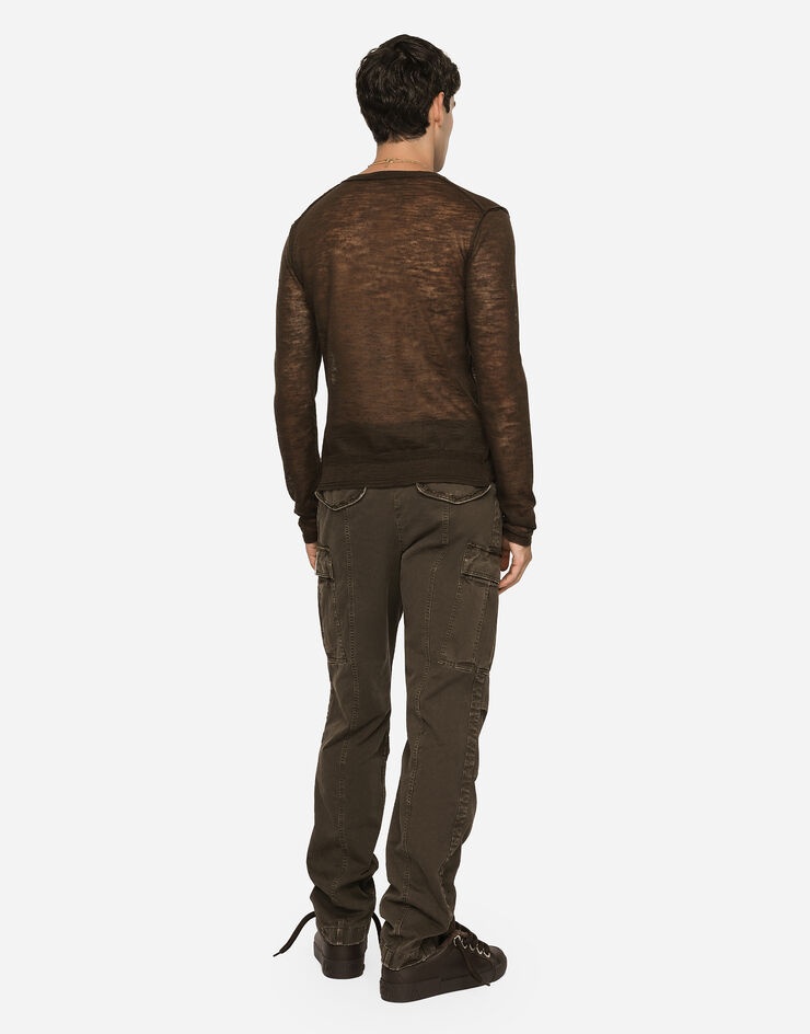 Technical linen V-neck sweater - 3