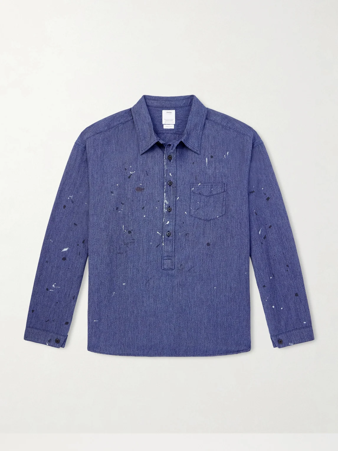 Paint-Splattered Cotton and Silk-Blend Chambray Shirt - 1