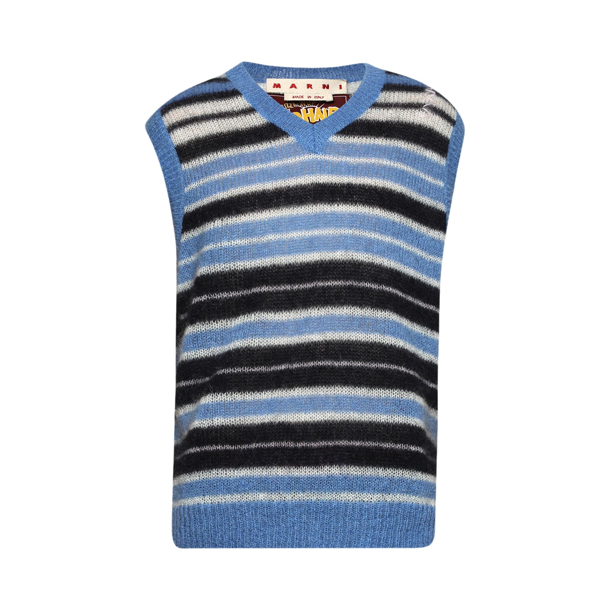 Marni Brushed Mohair Stripe Gilet 'Blue/Lilac' - 1