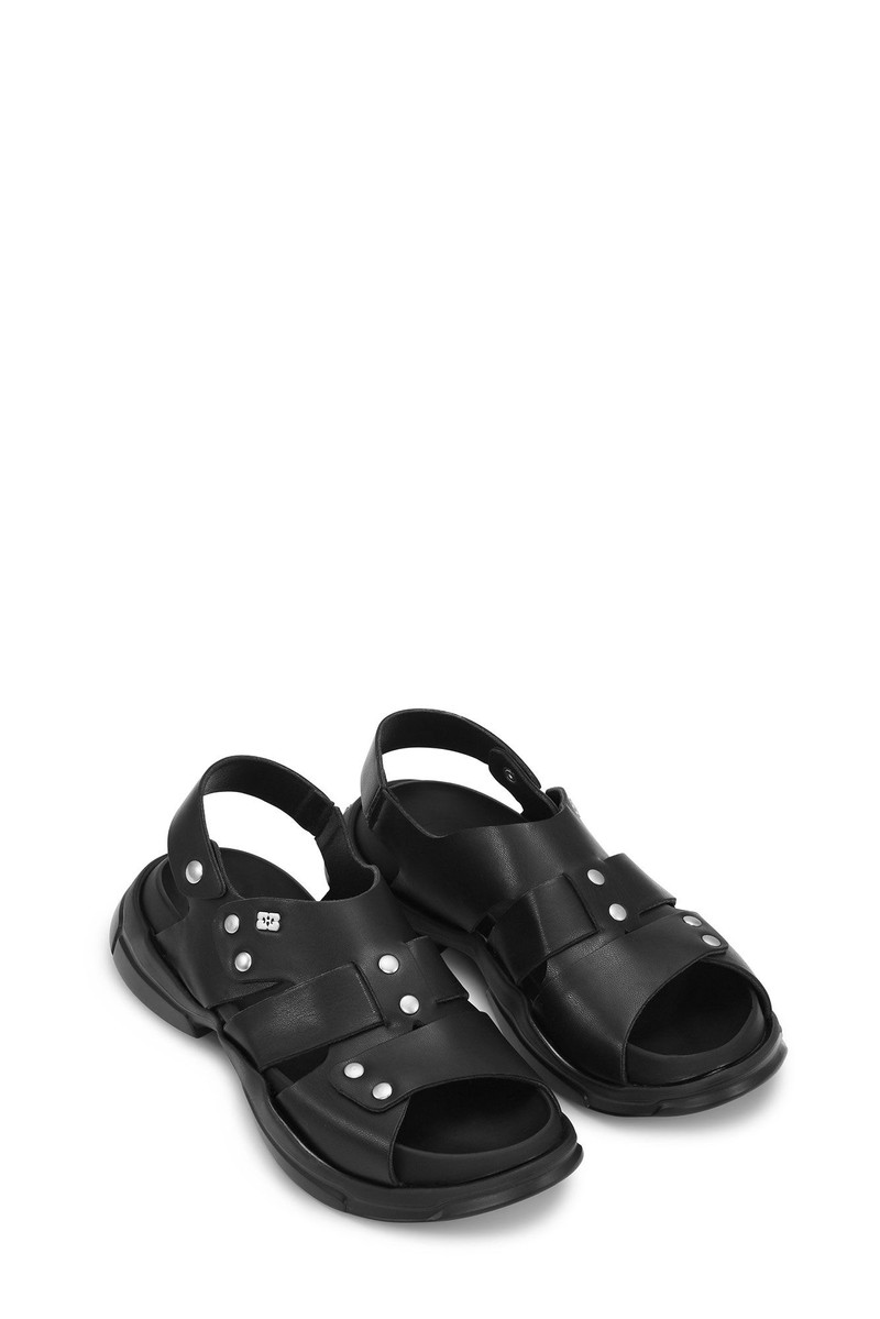 GANNI BLACK LIGHT WEIGHT EVA ASYMMETRICAL SANDALS outlook