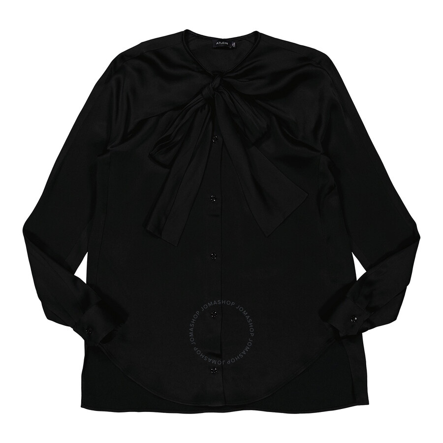 Atlein Ladies Black Cross Neckline Shirt, Brand Size 34 (US Size 0) - 3