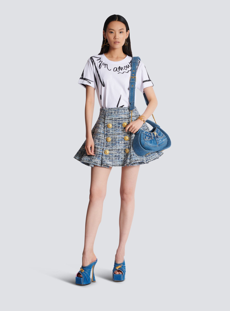 Balmain Pleated flared tweed skirt outlook