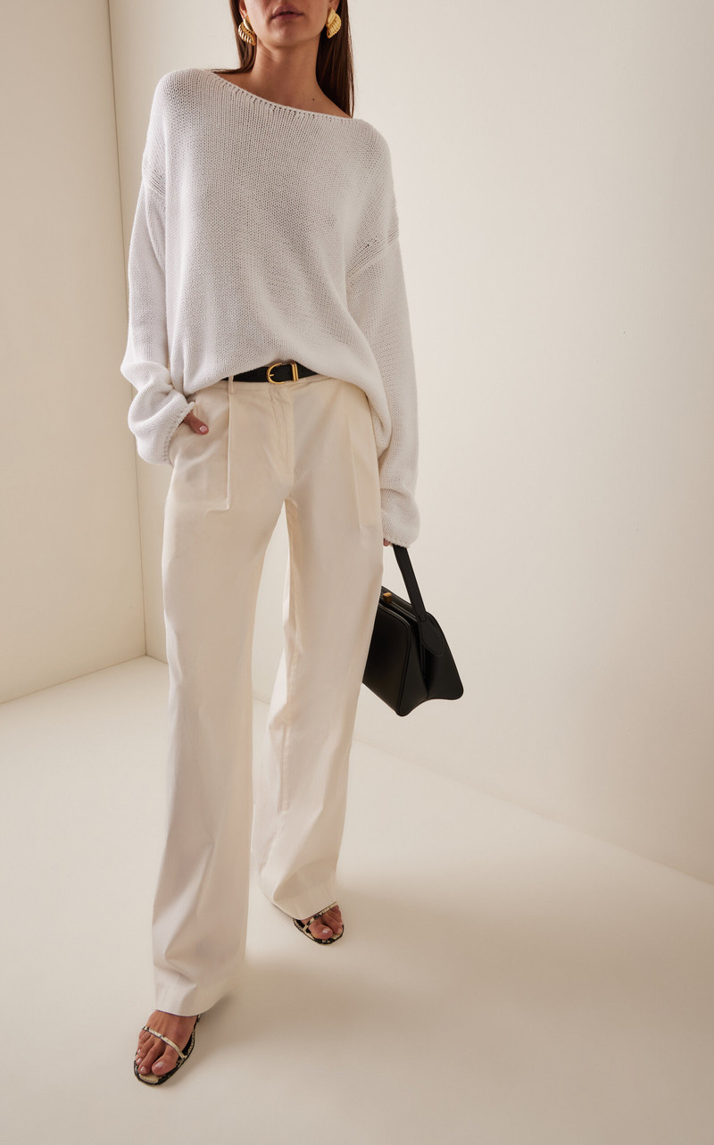 Another Tomorrow Cotton Wide-Leg Pants off-white outlook