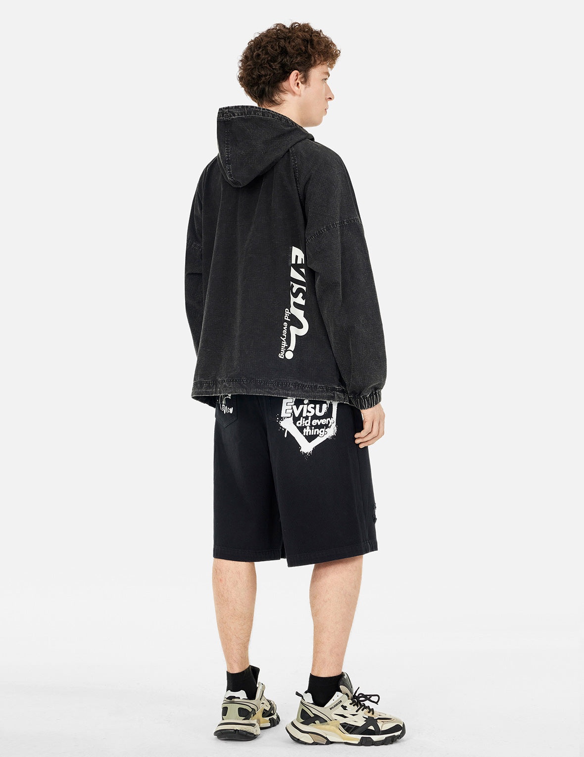 Graffiti Logo Relax Fit Half-Zip Hood Jacket - 4