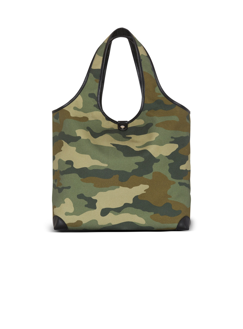 Camouflage canvas B-Army Grocery Bag with Vintage Balmain logo 4