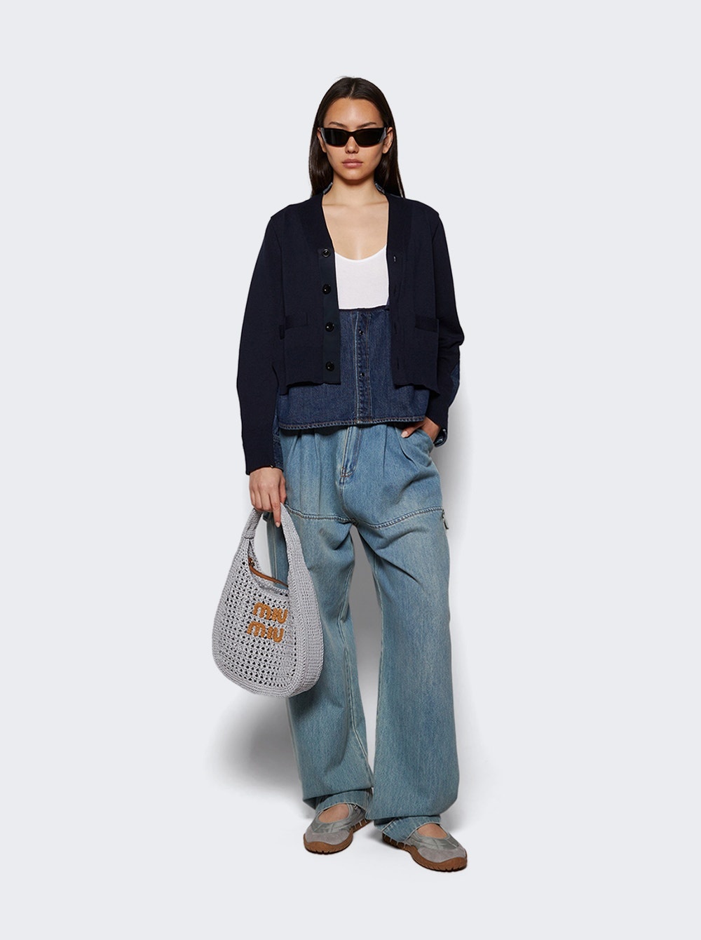 Denim X Knit Cardigan Blue - 5