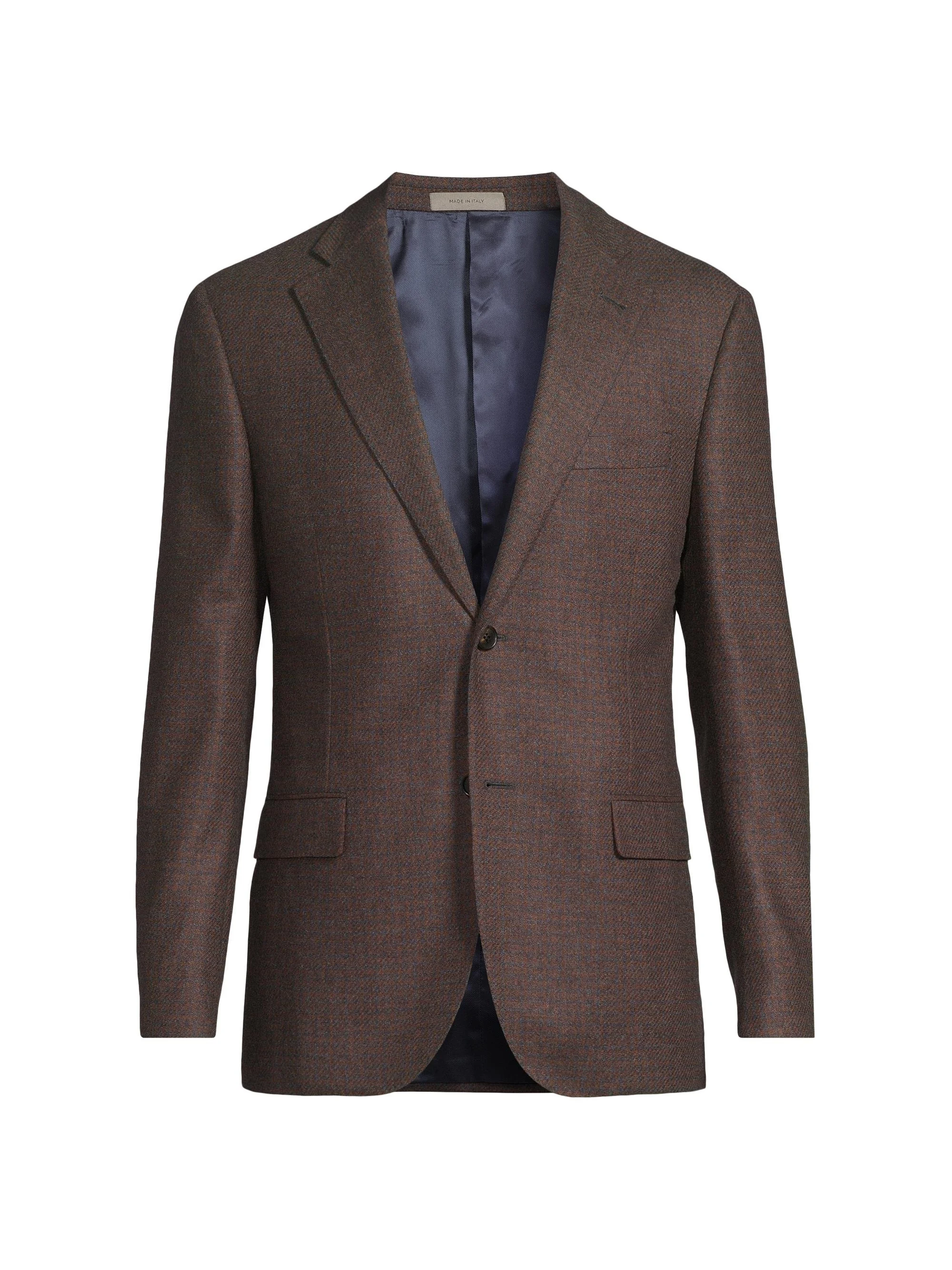 Men's Check Wool-Cashmere Sport Coat - Blue Cognac - 1