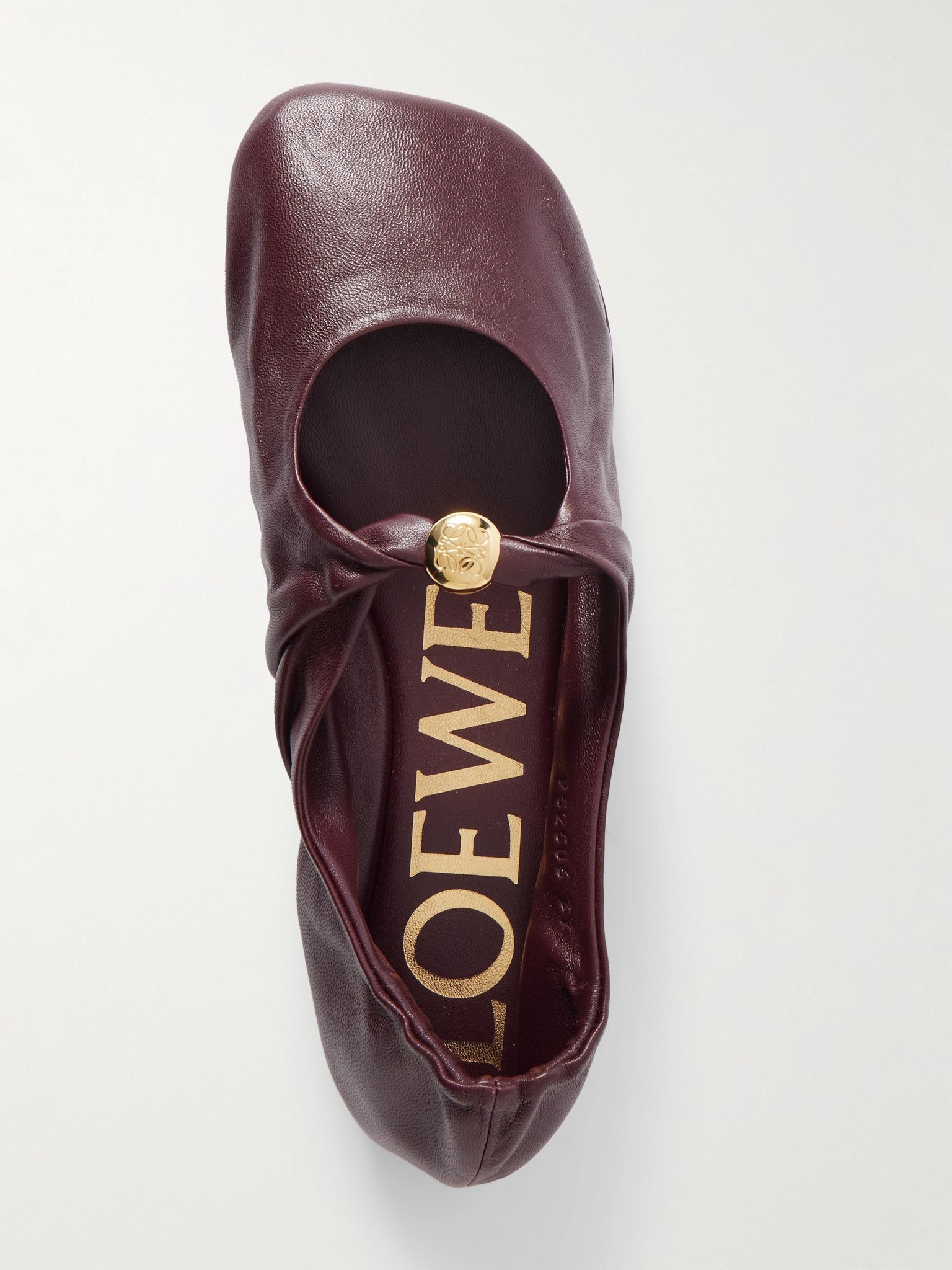 Pebble embellished leather ballet flats Burgundy - 5