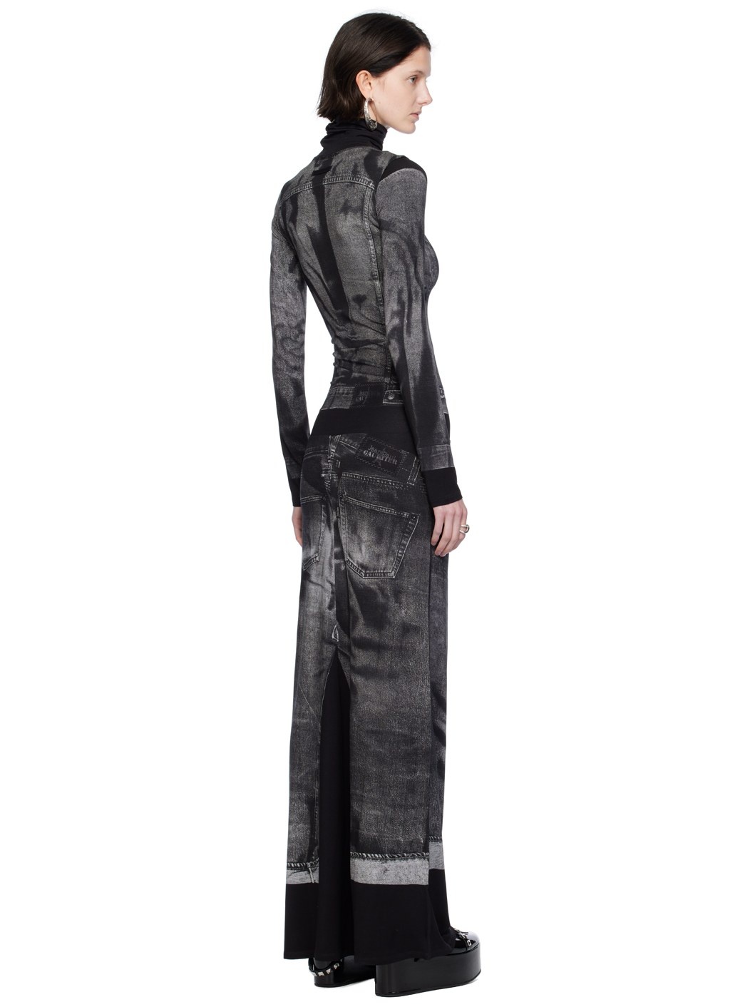 Black Trompe L'oeil Maxi Dress - 3