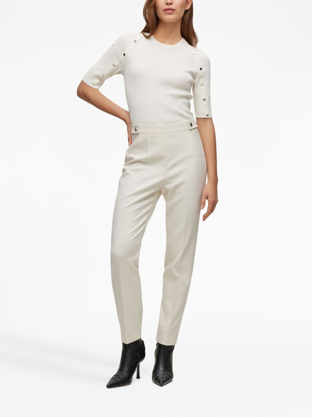 decorative-button ribbed-knit top - 2