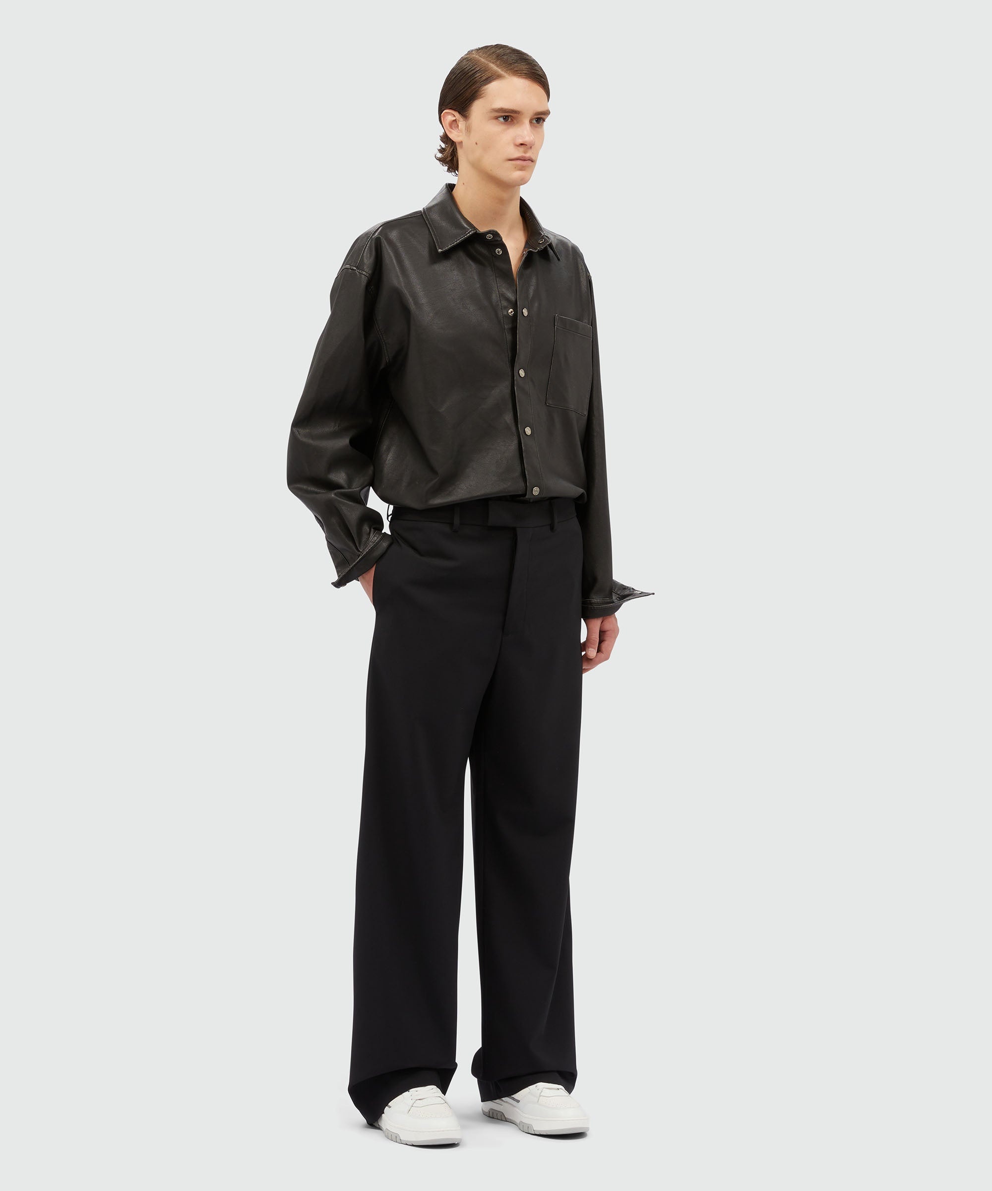 Black eco-leather shirt - 4