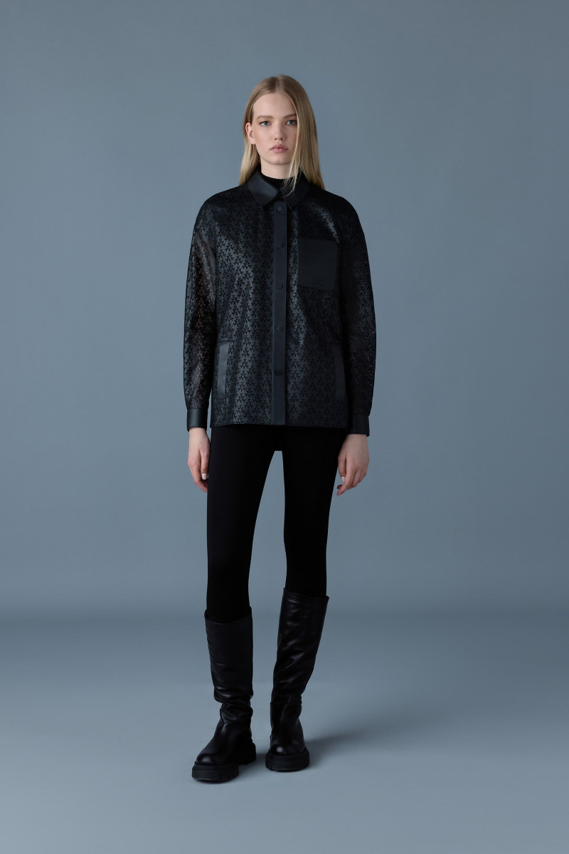 MACKAGE ABELLA Perforated leather overshirt jacket outlook