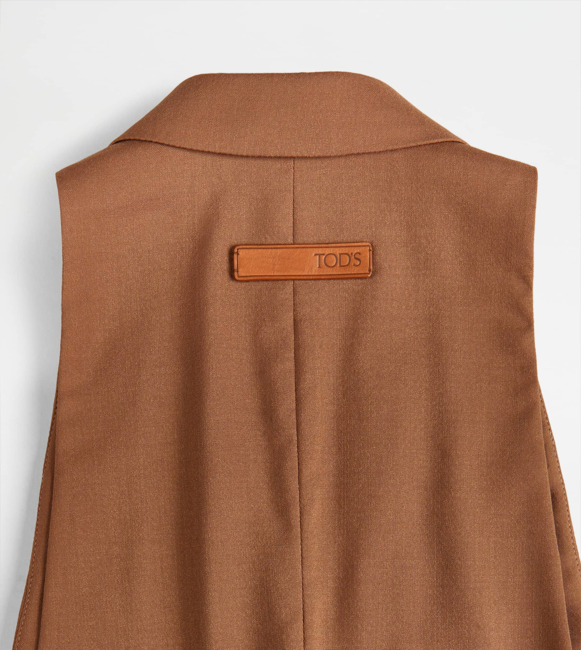 GILET IN SILK BLEND WOOL - BROWN - 9