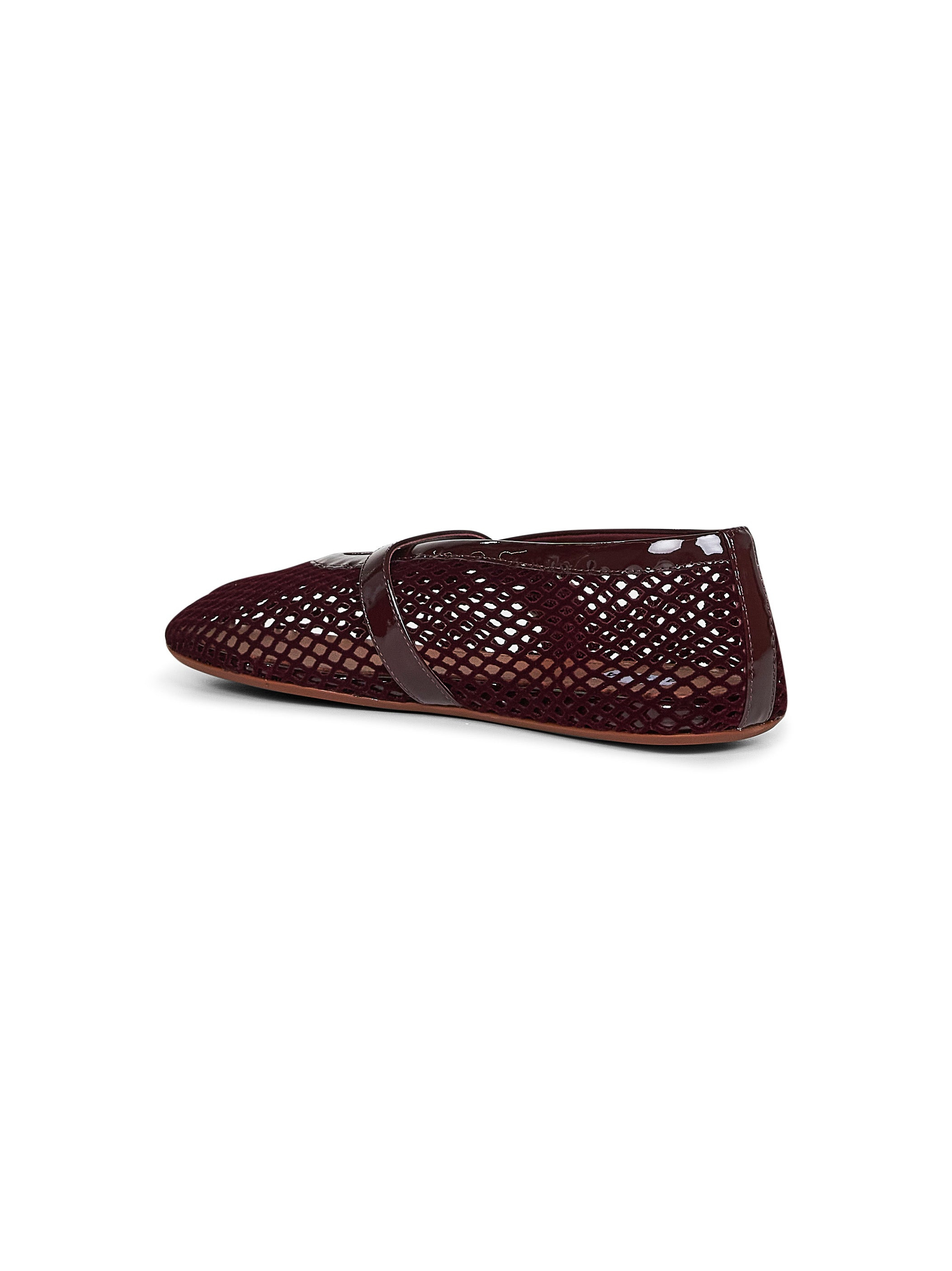 Rouge grenat velvet-effect fishnet ballet flats - 3