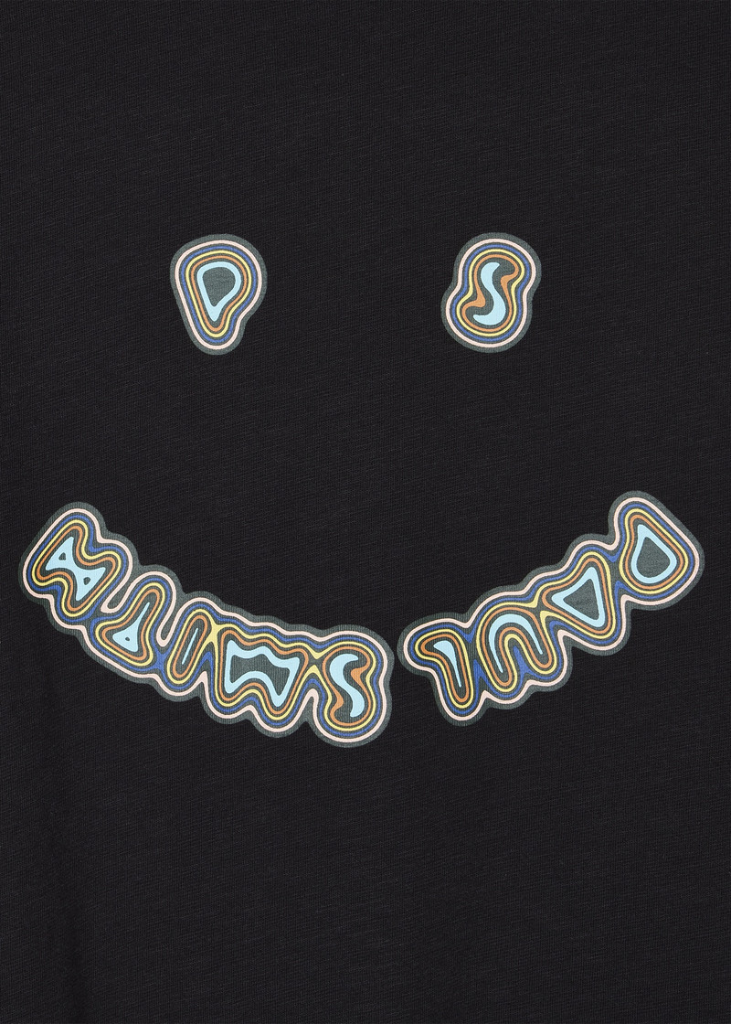 Paul Smith Organic Cotton Black 'Happy' Graphic T-Shirt outlook