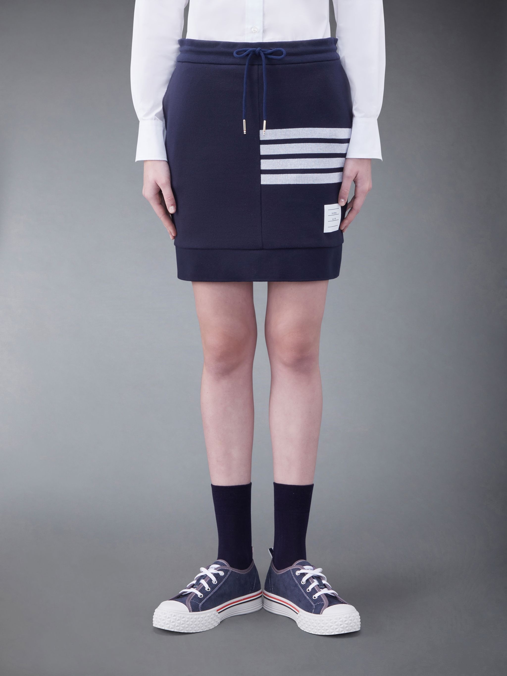 Doube Face Knit 4-Bar Sack Mini Skirt - 1